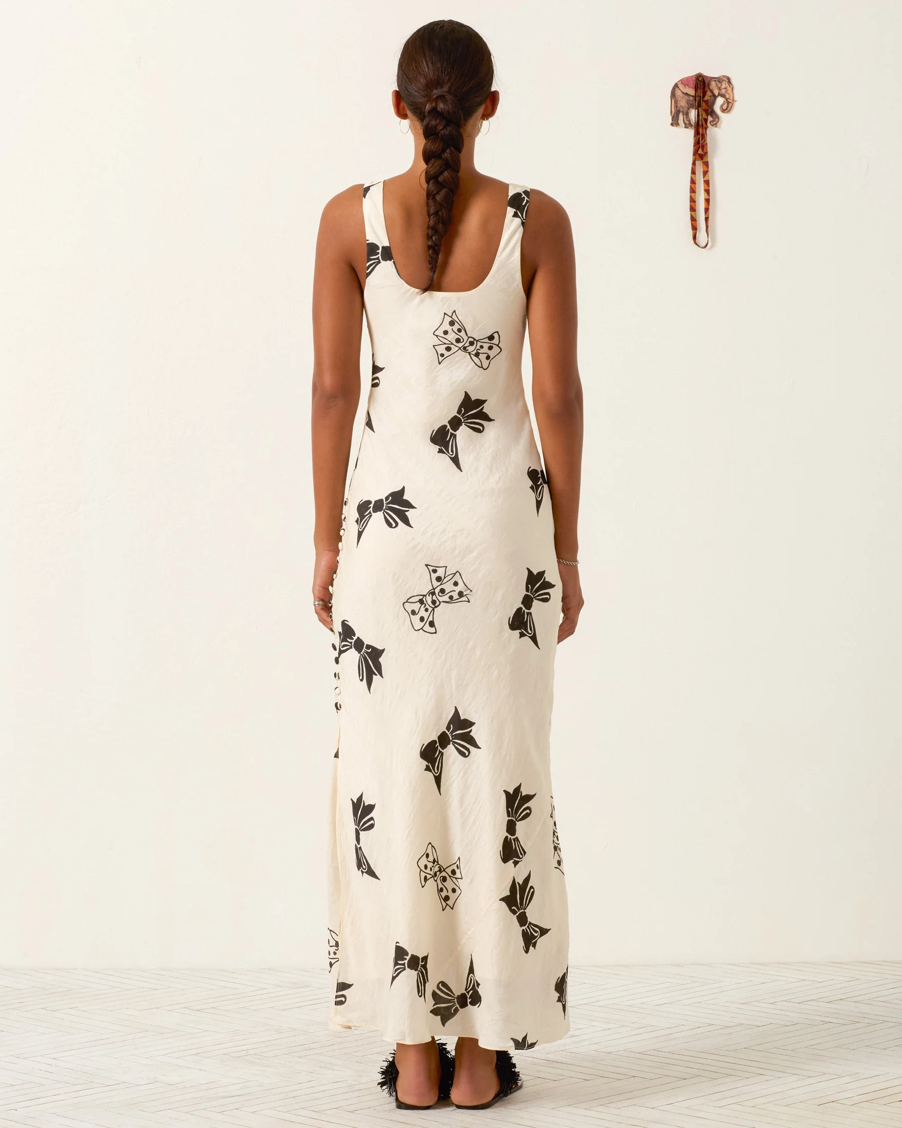 Adele Black Tie Silk Dress - Image 2