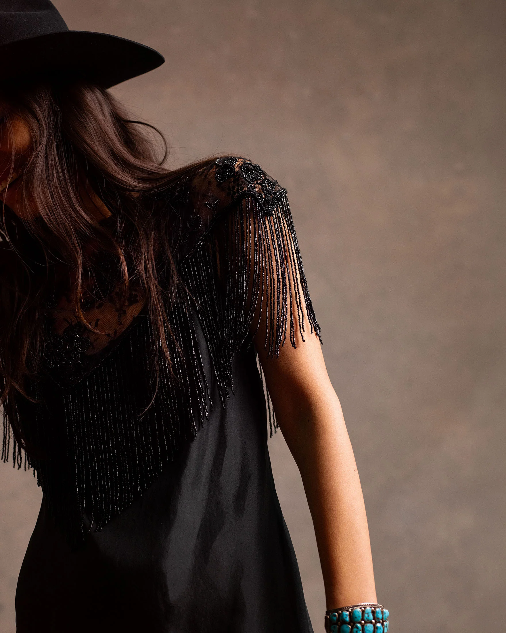 Adele Noir Silk Dress - Image 2