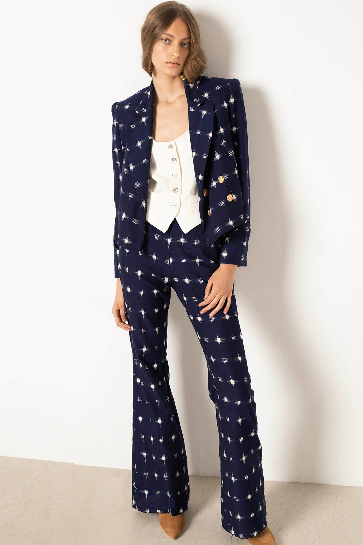 Charles Navy Ikat Spot Pant - Image 2