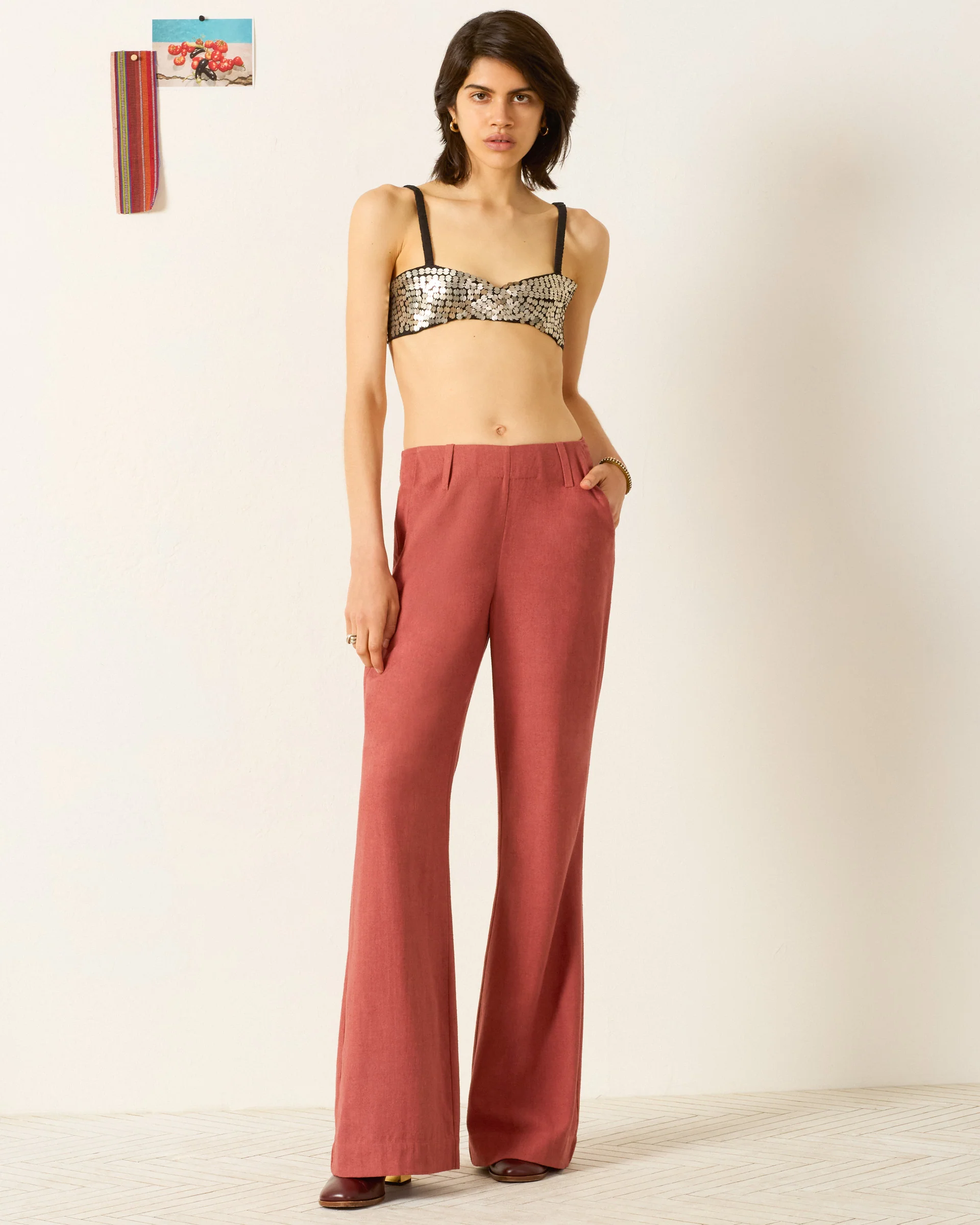 Charlie Red Ochre Silk Pant - Image 3