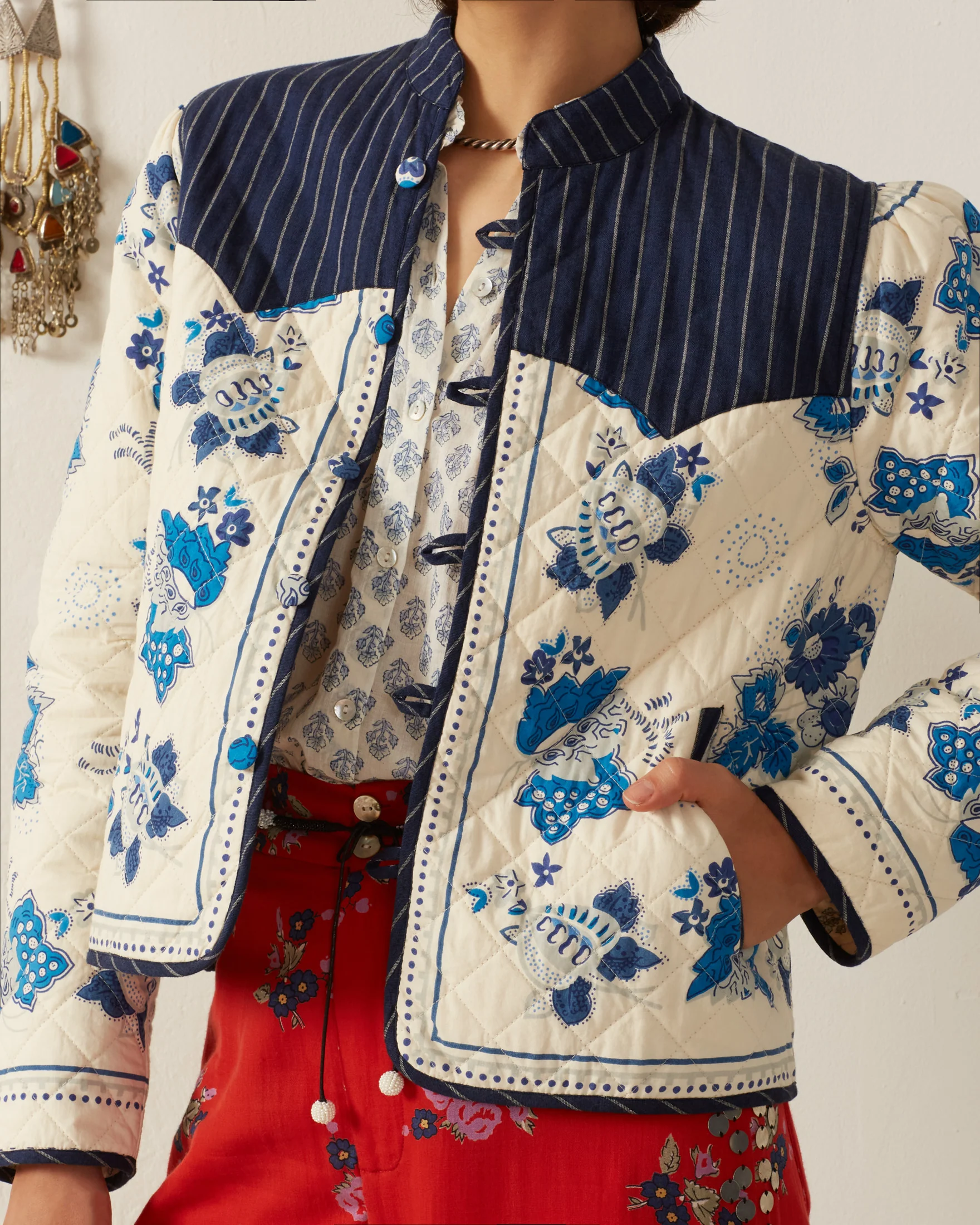 Claude Blue China Panel Jacket - Image 3