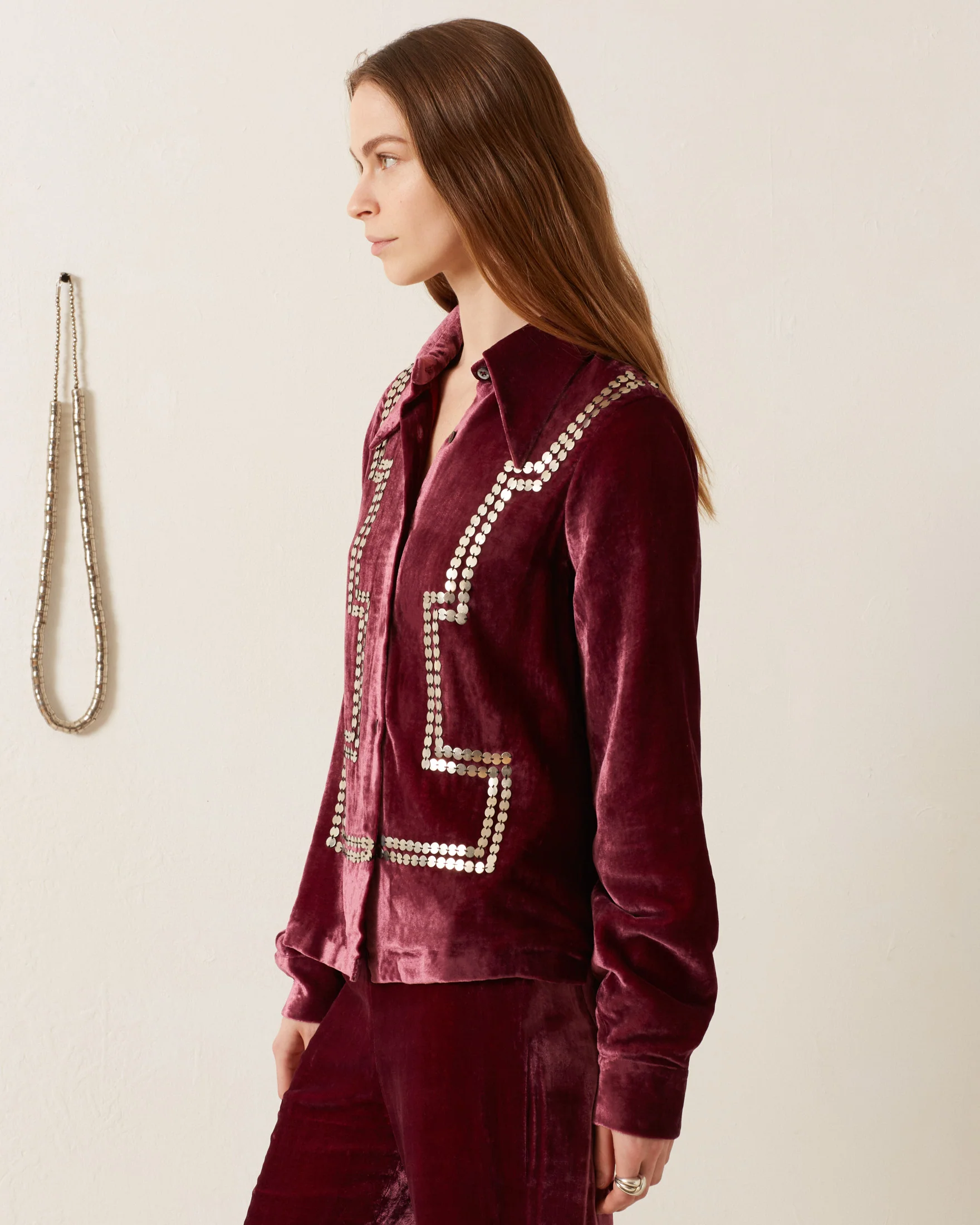 Dolly Plum Velvet Shirt - Image 3