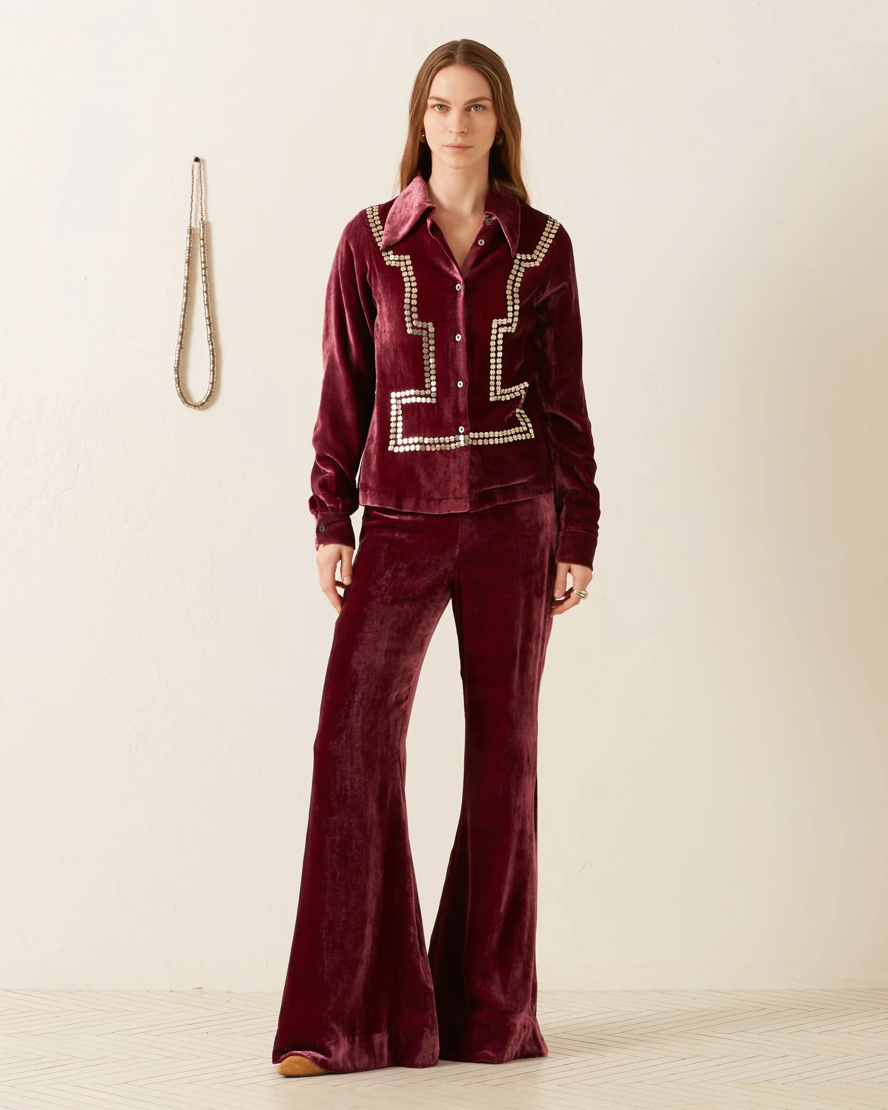 Dolly Plum Velvet Shirt - Image 5