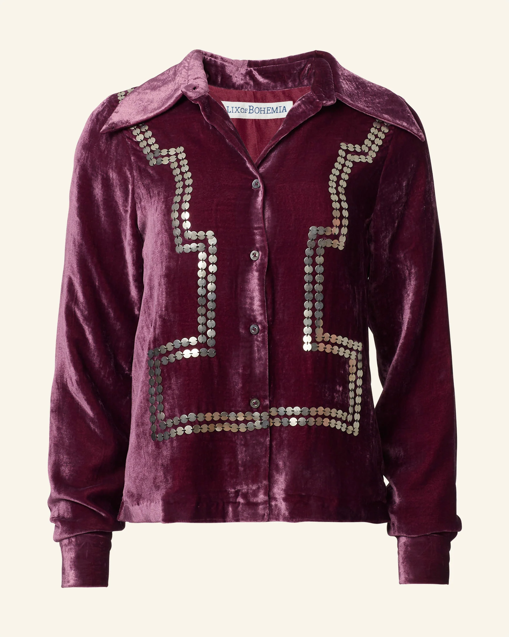 Dolly Plum Velvet Shirt - Image 6