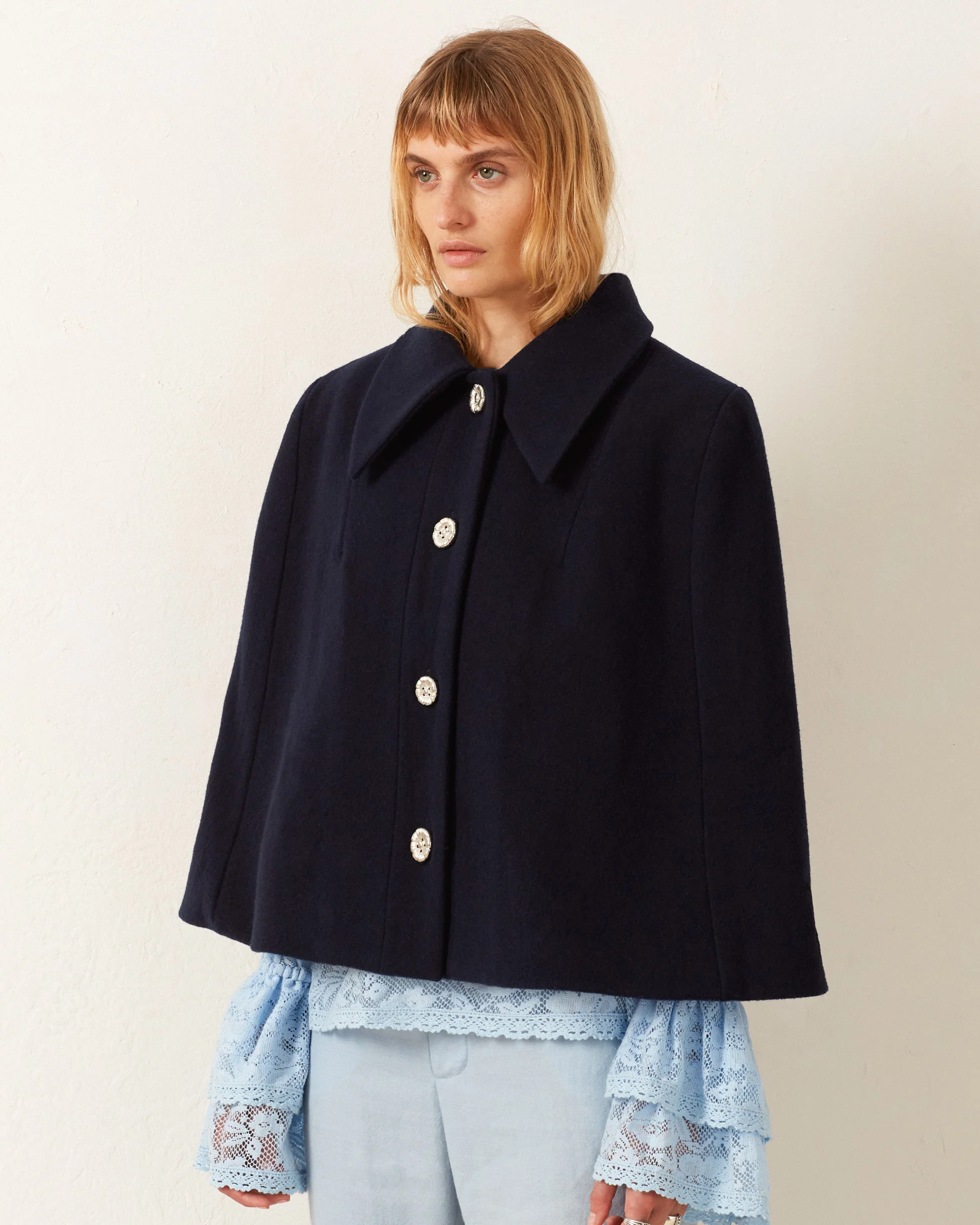 Kensington Midnight Wool Cape - Image 3