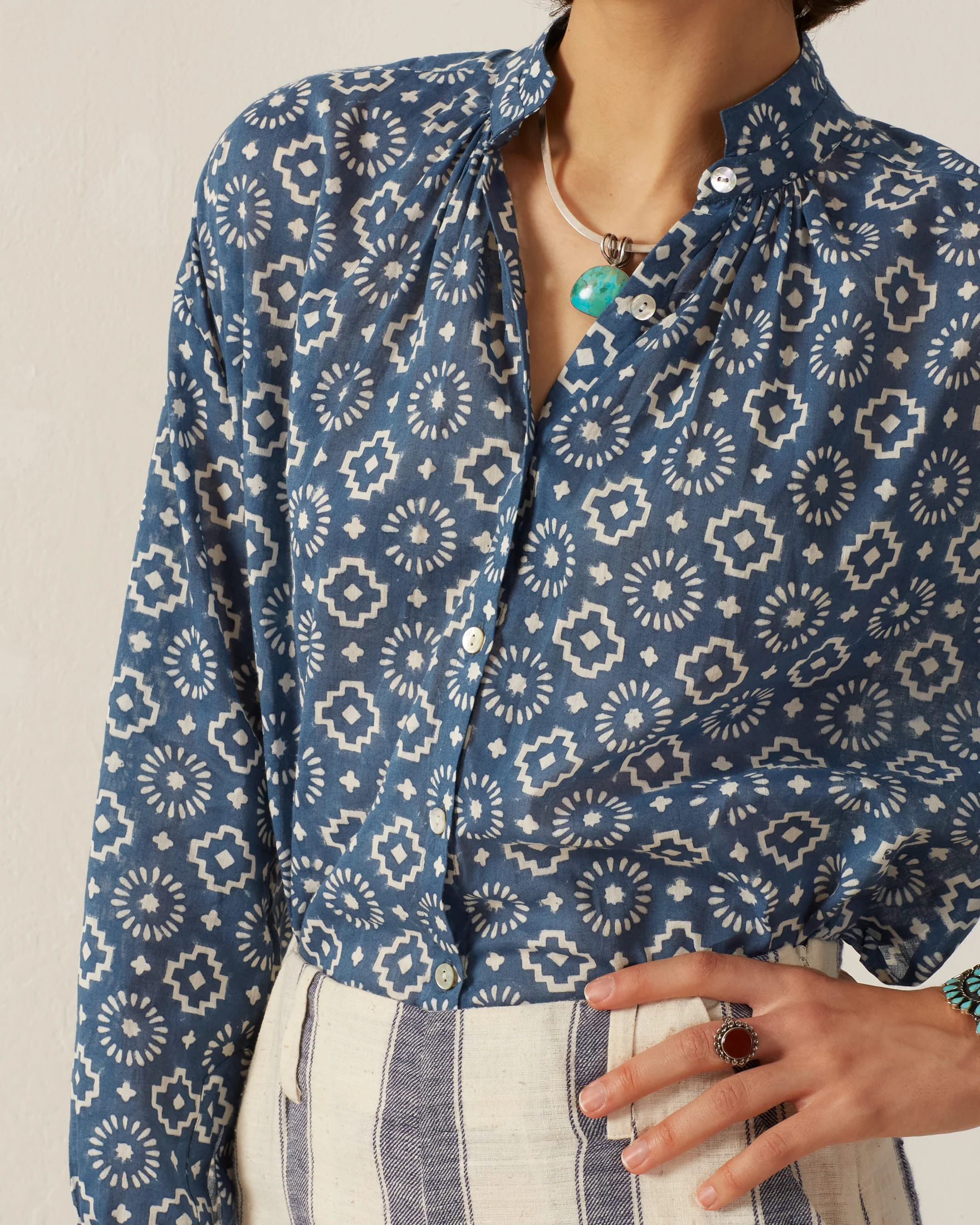 Kiki Indigo Mosaic Shirt - Image 3