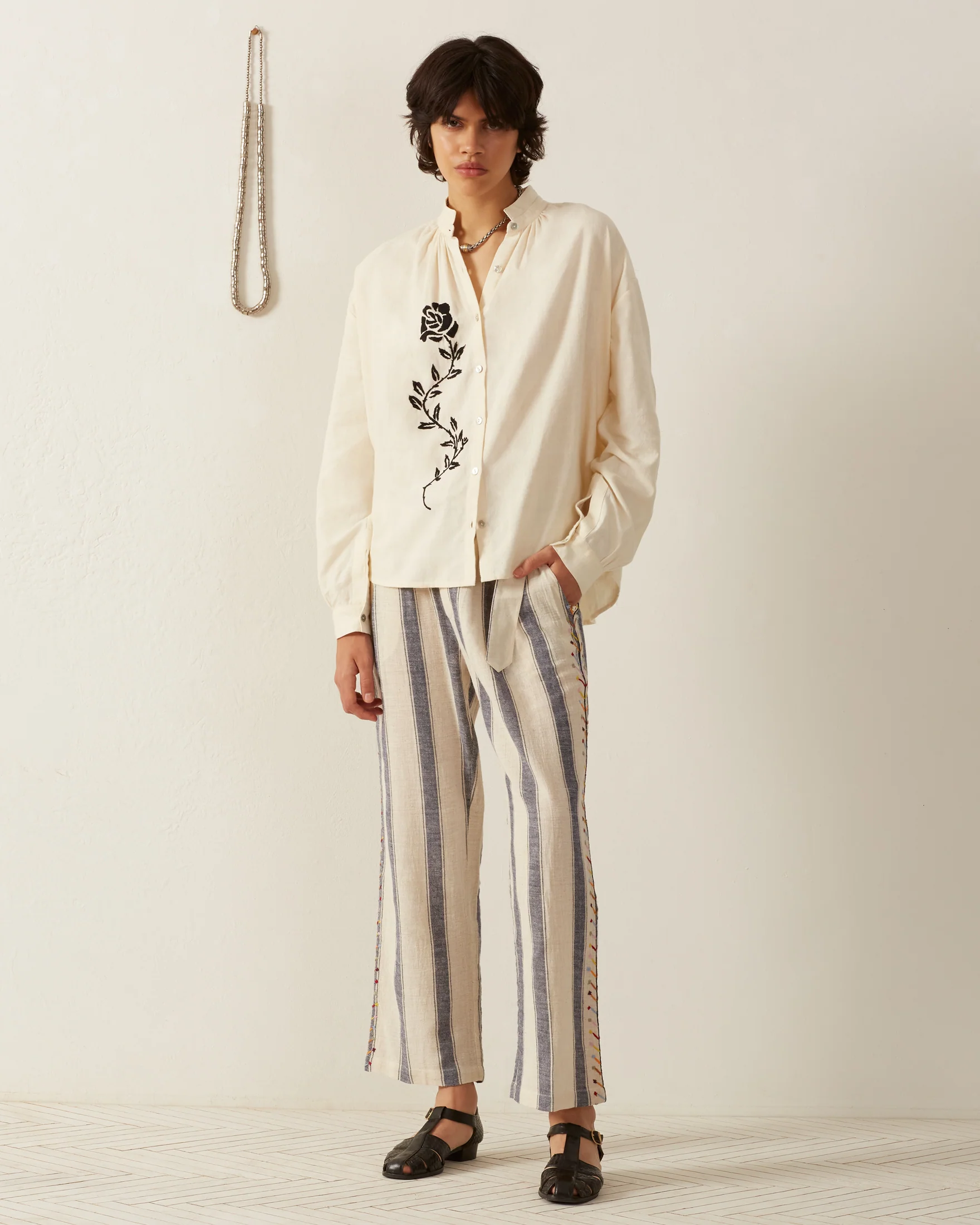 Kiki Noir Rose Embroidered Shirt - Image 5