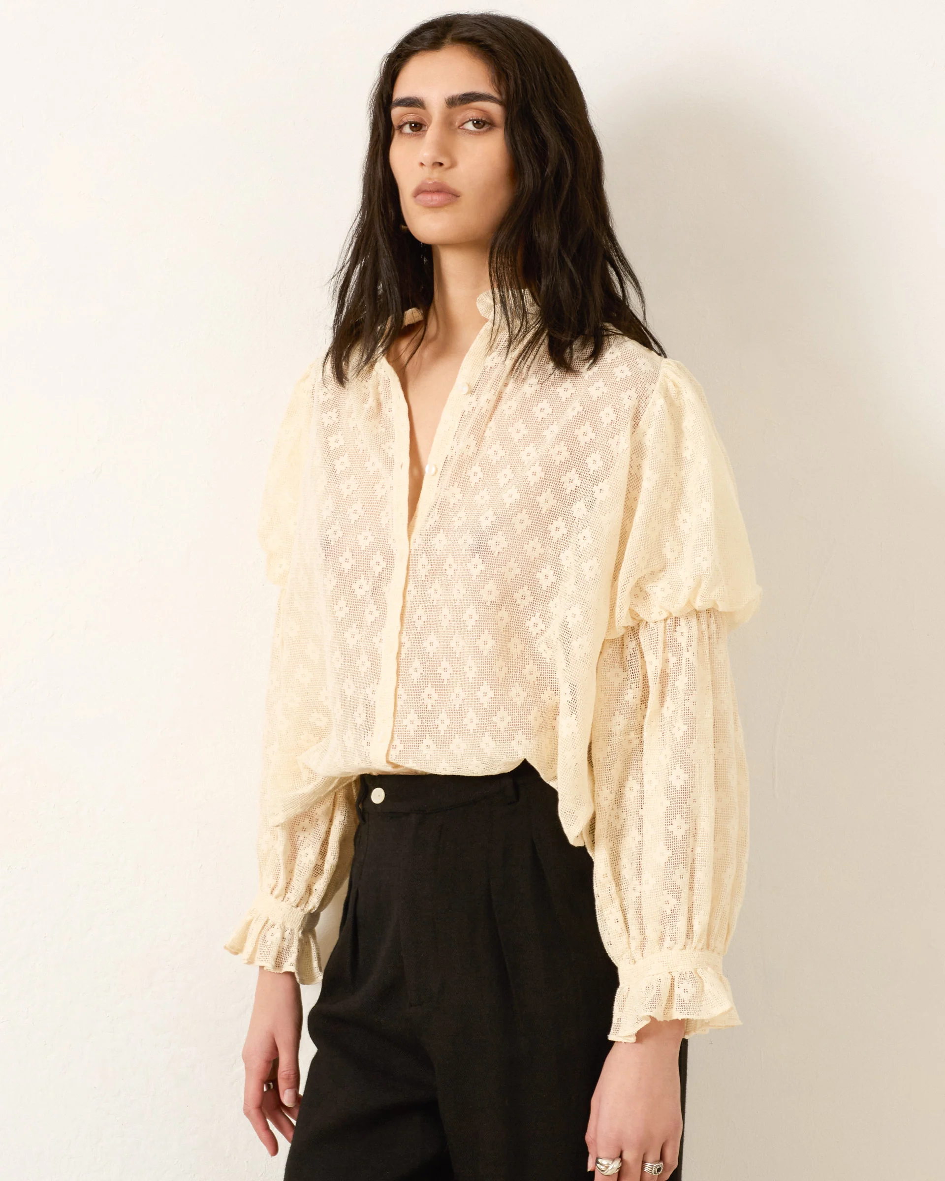 Mazie Antique Bone Lace Shirt - Image 3
