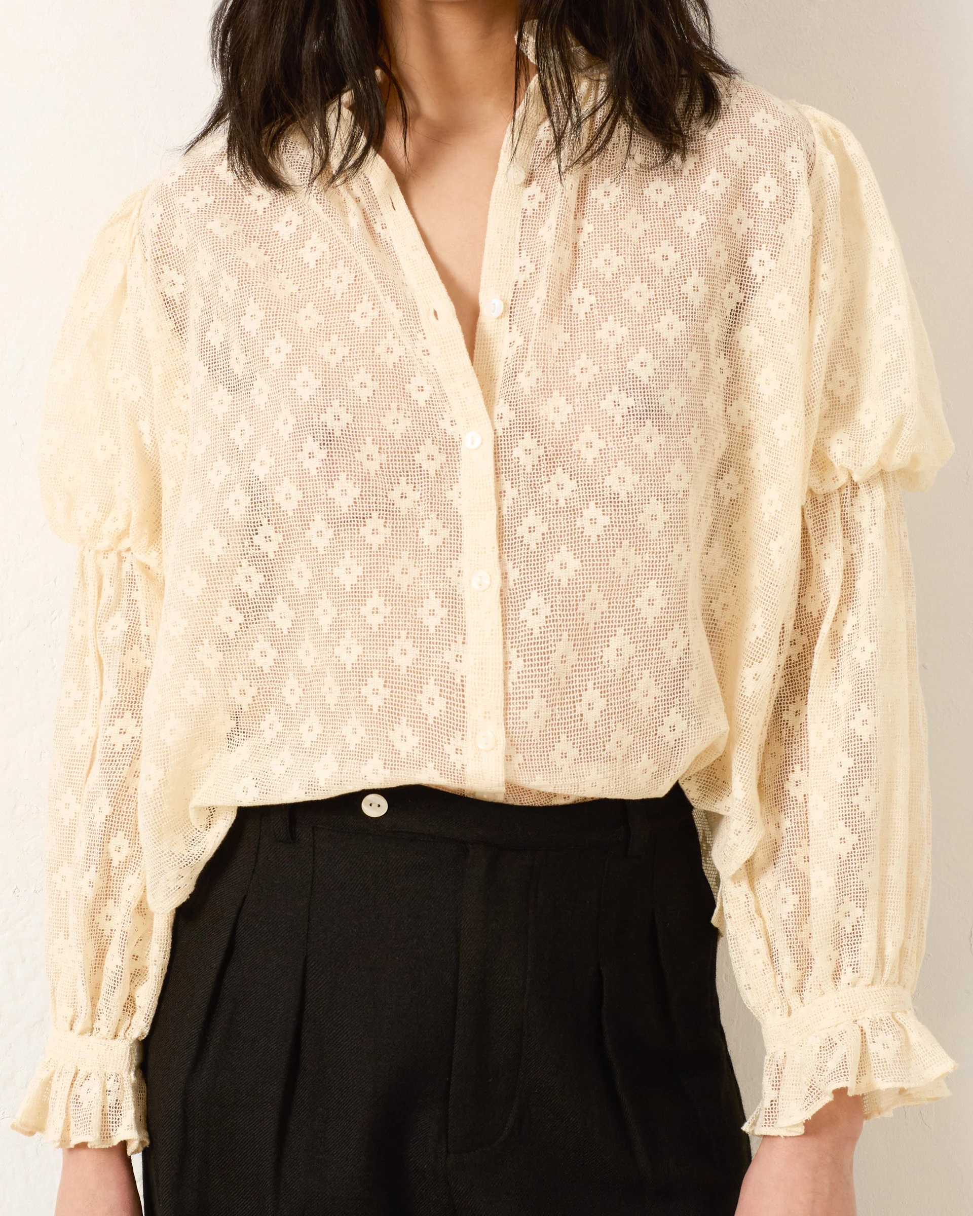 Mazie Antique Bone Lace Shirt - Image 4