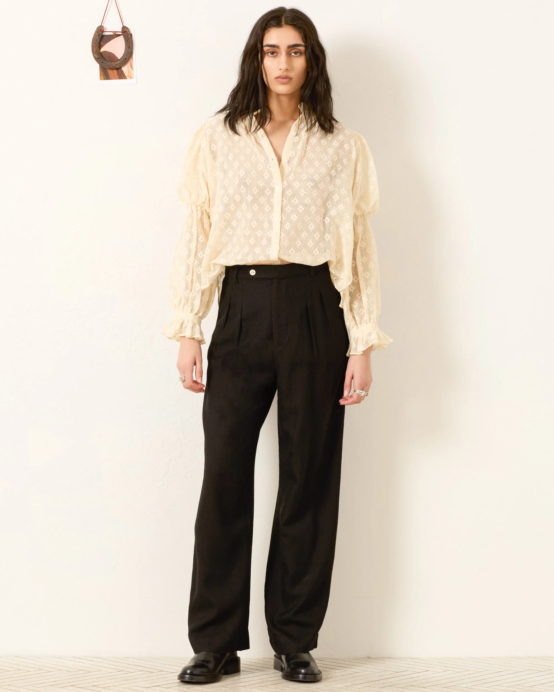 Mazie Antique Bone Lace Shirt - Image 6