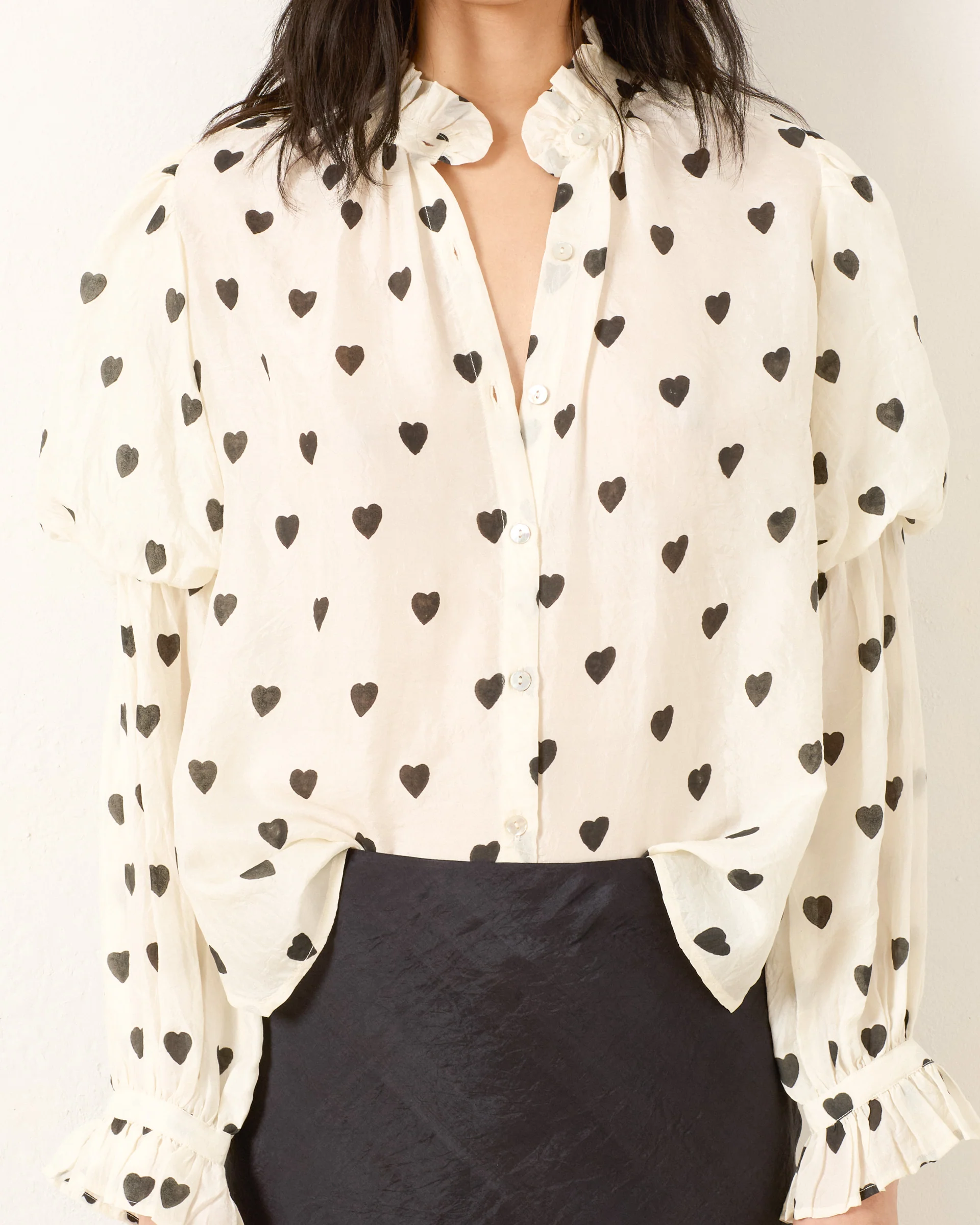 Mazie Onyx Heart Silk Shirt - Image 3