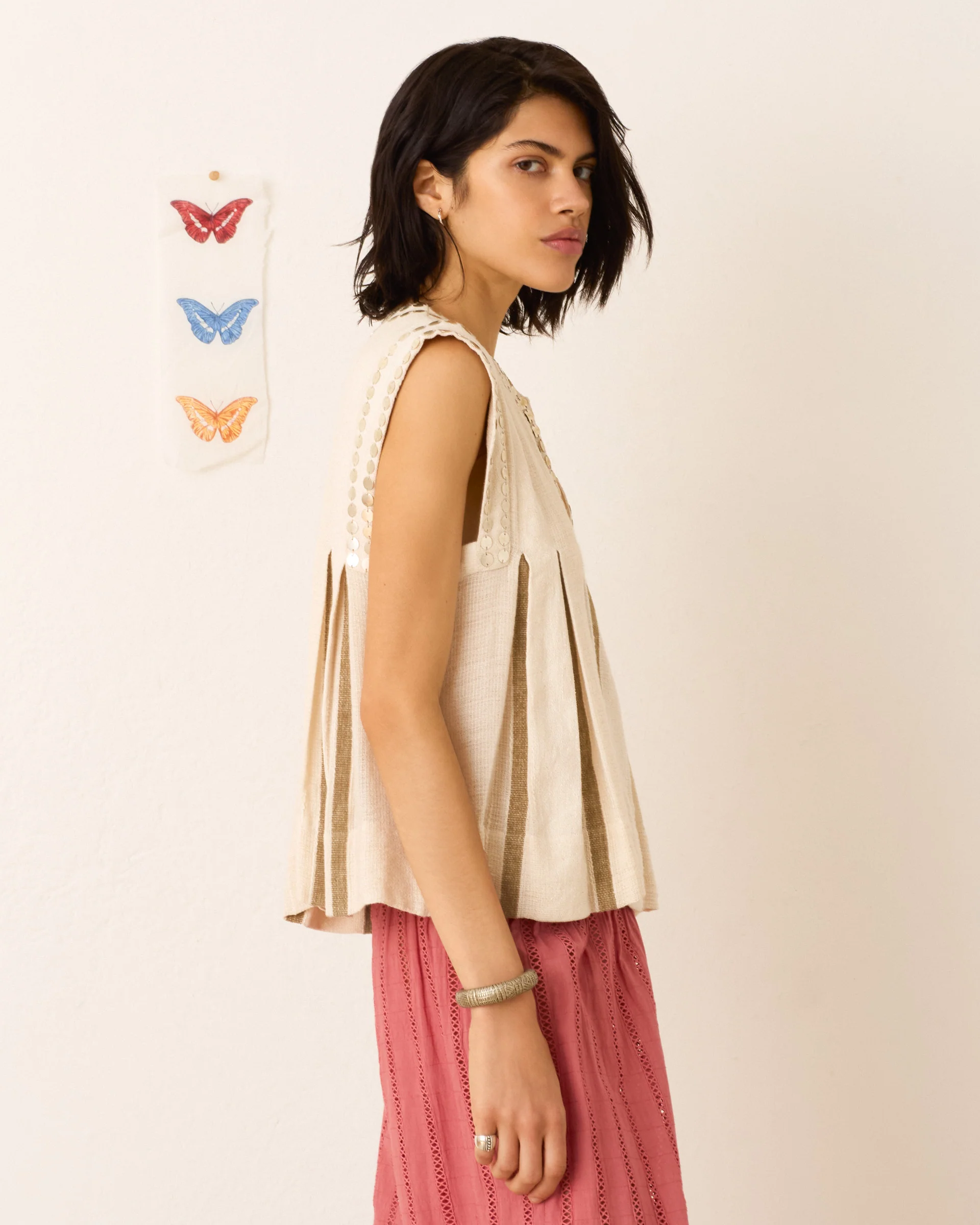 Nehru White Sage Coin Top - Image 3