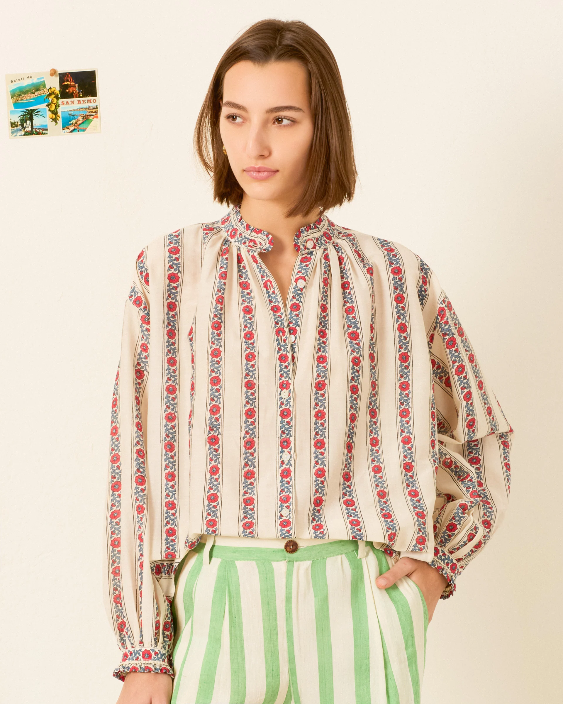 Poet Roseband Stripe Blouse