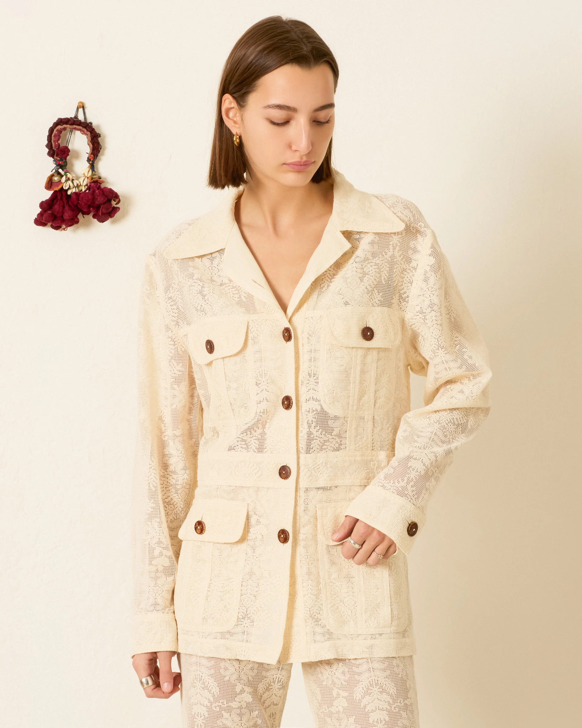 Reno Pearl Lace Lattice Jacket