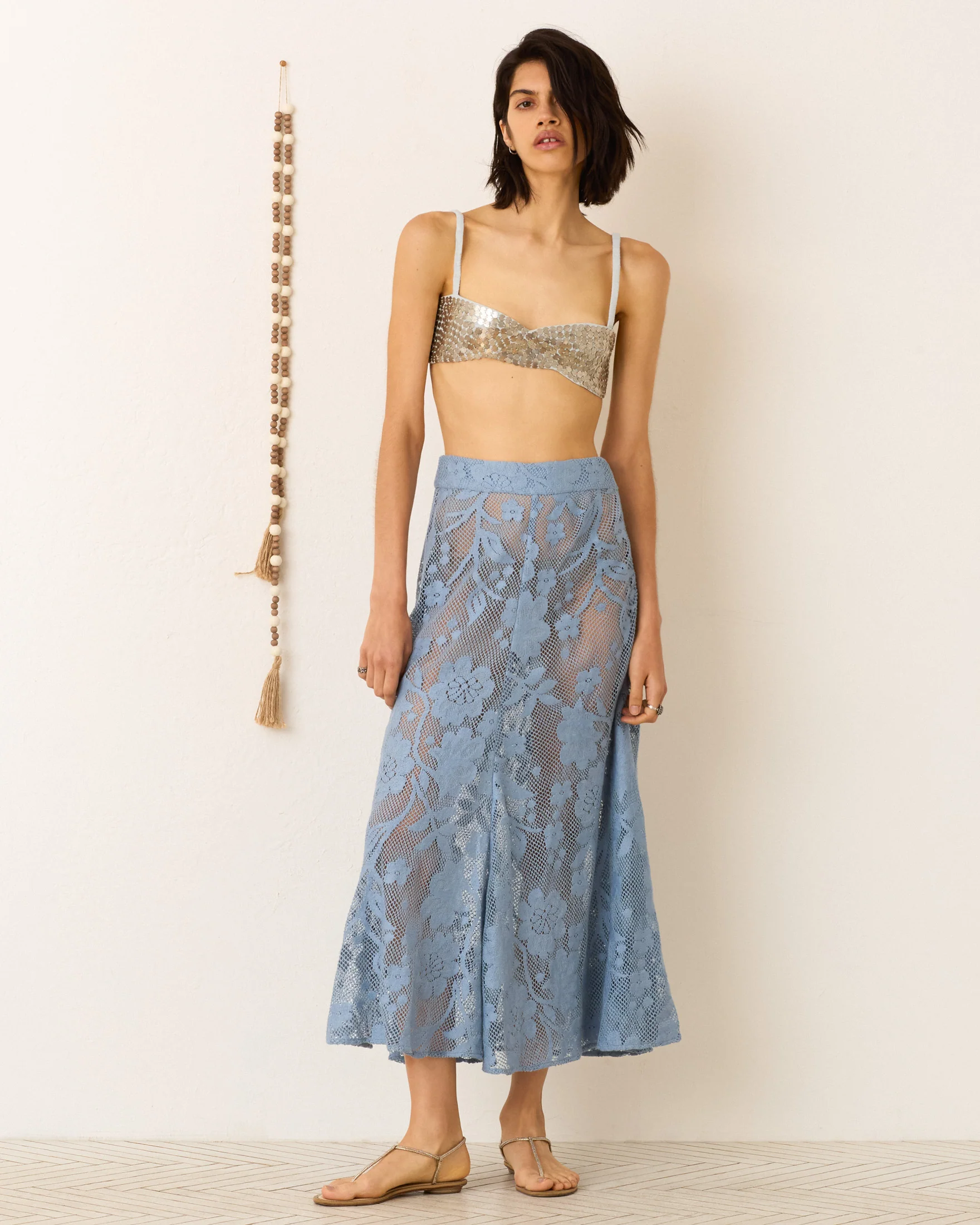 Vanessa Powder Blue Lace Skirt - Image 2